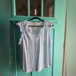 Light Blue Sleeveless Top with Ruffle Details
